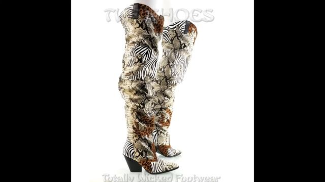 Kelsey Hilda Western Thigh High Cowboy Slouch Boots Multi Snake Print смотреть онлайн