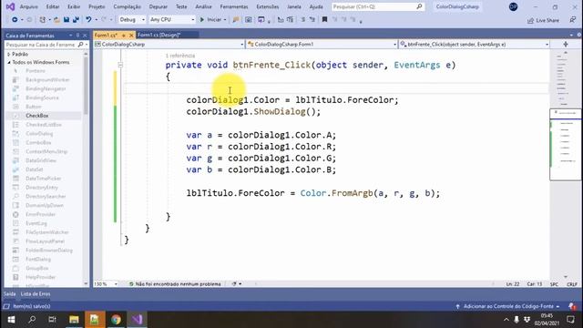 C#, caixa de cores ColorDialog. C Sharp Windows Forms Visual Studio 2019 смотреть онлайн