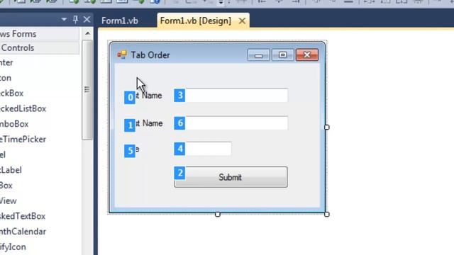 Controls Tab Order in Visual Studio смотреть онлайн