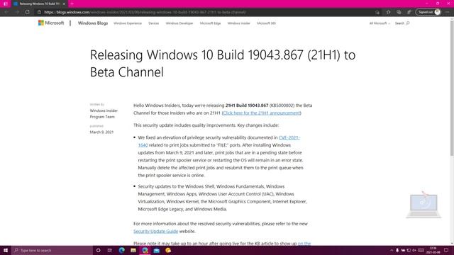 Windows 10 version 21H1 - March 2021 Patch Tuesday! смотреть онлайн