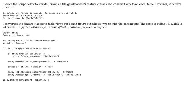 GIS: Troubleshooting ERROR 000814: Invalid file type from arcpy.TableToExcel()? (2 Solutions!!) смотреть онлайн