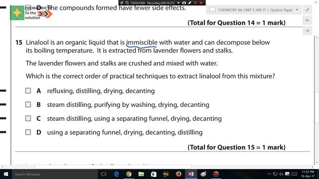 Edexcel A2 IAL Chemistry Unit 5 Question Paper January 2017 question 13-15 Solution смотреть онлайн