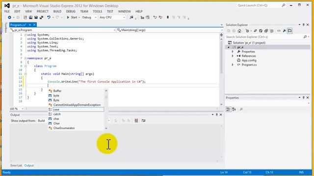 C# Tutorial for Beginners| The first console application in Visual Studio 2012 Express Edition смотреть онлайн