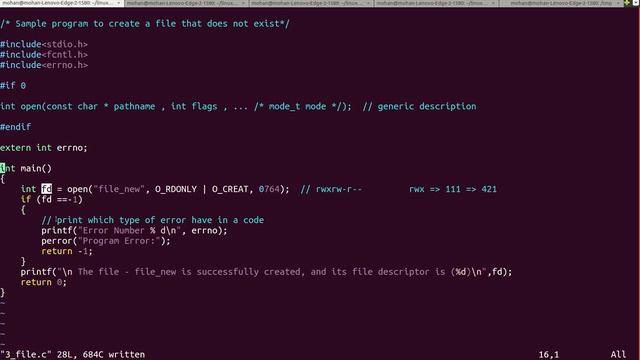 Creating a file in Linux using C program смотреть онлайн
