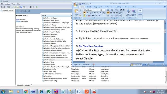 Windows 7 Services enable and disable смотреть онлайн
