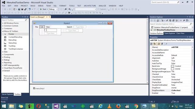 35- Menus & Toolbars part 1 MenuStrip in C# смотреть онлайн