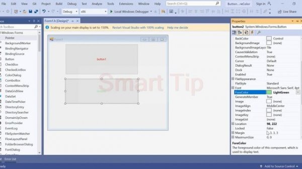 (button forecolor) c++/cli windows forms visual studio code