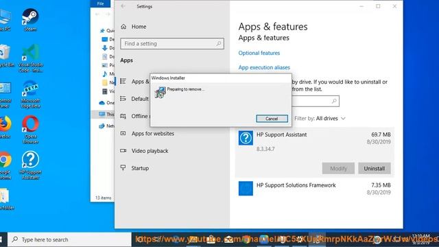 Uninstall HP Support Assistant 8/9 In Windows 10 1903