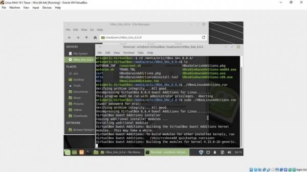 Install Guest Additions for Linux Mint /VirtuaBox 6/Windows 10
