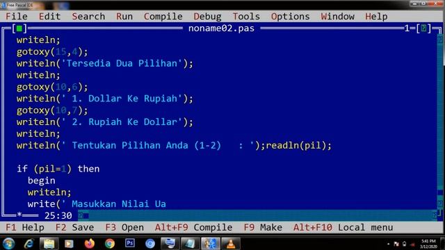 PROGRAM PASCAL (Program Konversi Mata Uang Menggunakan FREE Pascal IDE) смотреть онлайн