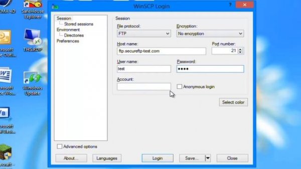 Connecting to an FTP server - WinSCP