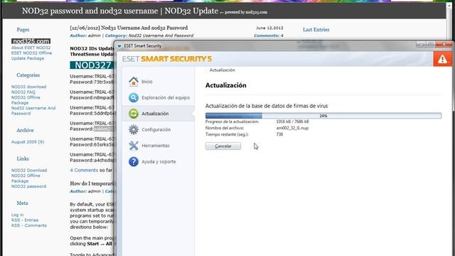 ESET Smart security 5 actualizar la base de firmas смотреть онлайн
