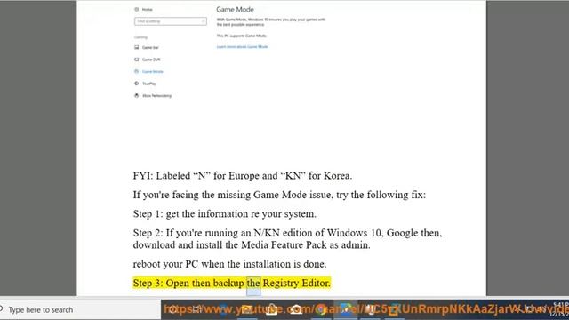 Create/Fix Game Mode toggle missing on N/KN edition of Windows 10 смотреть онлайн