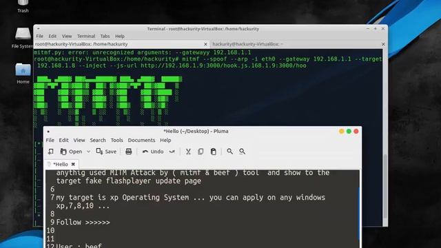 Hack windows with out sending anything by MITM Attack (mitmf & beef) and fake flashplayer page смотреть онлайн