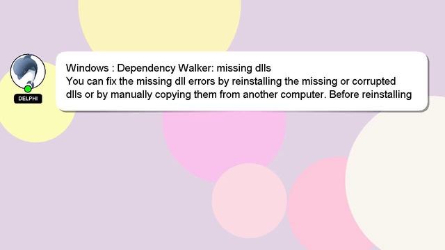 Windows : Dependency Walker: missing dlls смотреть онлайн