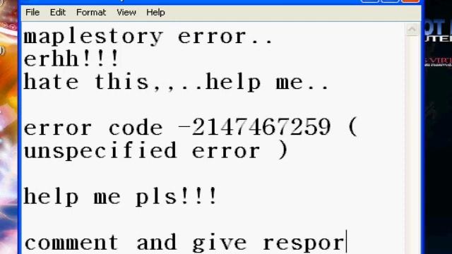maple story error code -2147467259 ( Unspecified error ) HELP!! смотреть онлайн