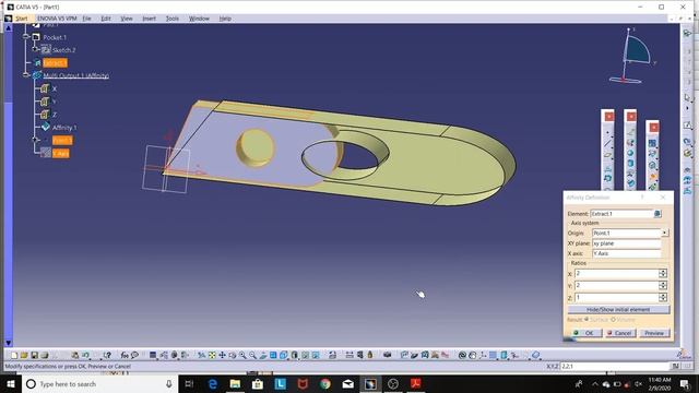 41. Wireframe and Surface Tutorial Catia V5: Transforming Geometry by Affinity смотреть онлайн