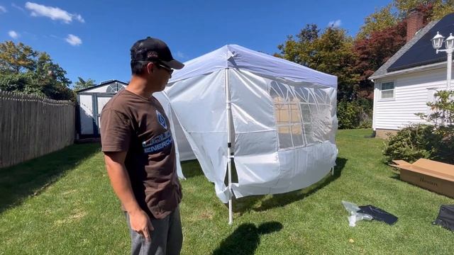 HOMDOX 10X10 PORTABLE POPUP CANOPY TENT W/SIDE PANEL WINDOWS & ZIP UP FRONT REAR DOOR & ROLLING TOT смотреть онлайн