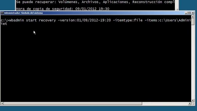 BACKWIN09: WBADMIN. Recuperar archivos de un backup existente. Windows Server 2008. Modo Comando. смотреть онлайн