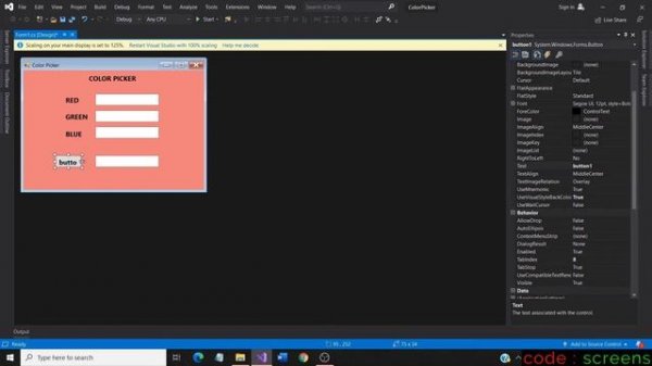 Designing a Simple Color Picker | C Sharp Winforms | Visual Studio 2019 | Code Screens