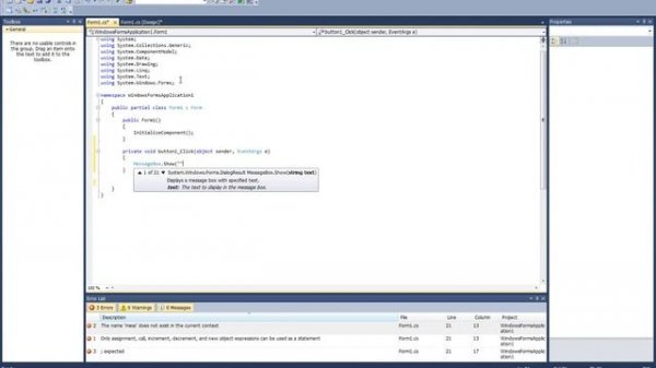 How to make an error form in C# Windows Forms Application