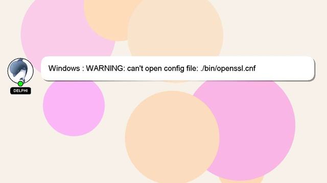 Windows : WARNING: can't open config file: ./bin/openssl.cnf смотреть онлайн