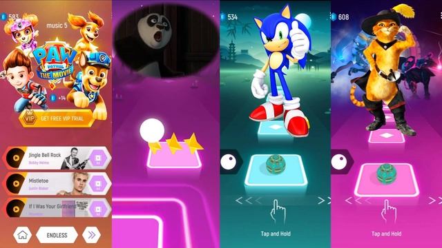 Paw Patrol 🔴 Kung Fu Panda 🔴 Sonic 🔴 Puss in Boots 🔴 Tiles Hop Edm Rush смотреть онлайн