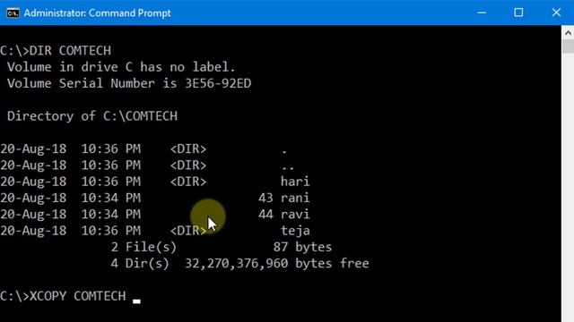 #9 MS DOS TUTORIAL IN TELUGU - XCOPY COMMANDS - Ms Dos in Telugu смотреть онлайн