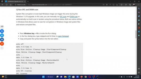 Fix Windows Upgrade error code 0x80090011