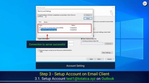 hMailServer - Part 3 - Create Accounts and Setup Email on Email Client Outlook