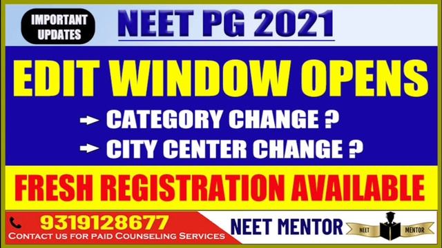 NEET PG 2021 Edit window available for category change/Fresh Registration available смотреть онлайн