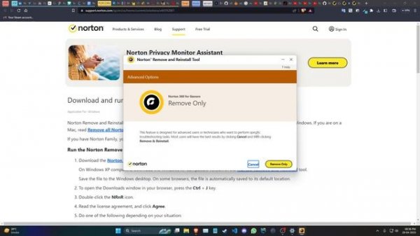 How to uninstall norton 360 for gamers on windows