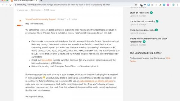 SOUNDCLOUD this track is being processed what to do?