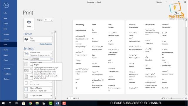 05. MS Word - Class 05 .Print Option in (microsoft word 2019 tutorial) Urdu - Hindi смотреть онлайн