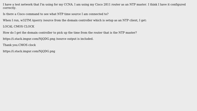 How to change time source from a LOCAL CMOS CLOCK to a Cisco router configured as a NTP master? смотреть онлайн
