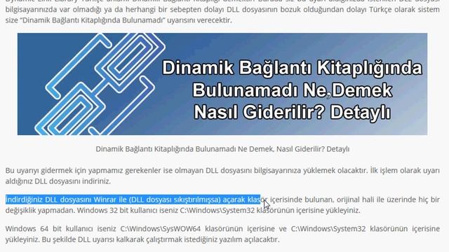 Dinamik Bağlantı Kitaplığında (DLL) Bulunamadı Ne Demek, Nasıl Giderilir? смотреть онлайн