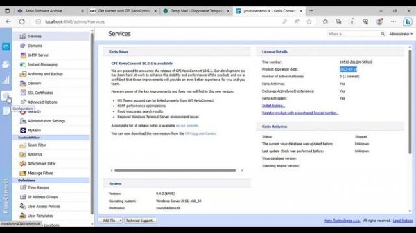 Kerio Connect Install and configure the Mail Server