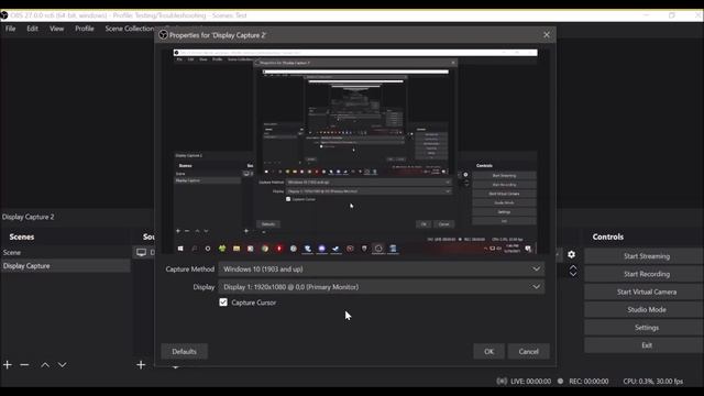 Quick Display Capture "Black Screen" Guide - OBS Studio 27 - Windows 10 смотреть онлайн