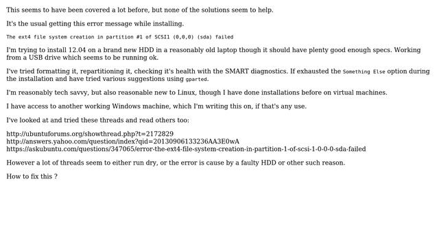 Ubuntu: Can't solve: ext4 file system creation failure Ubuntu 12.04 смотреть онлайн