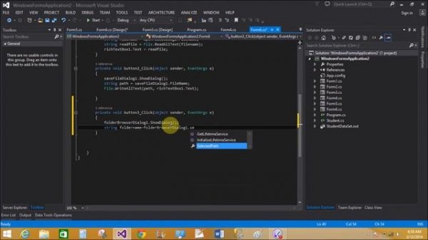 Example of FolderBrowserDialog control in windows form c#