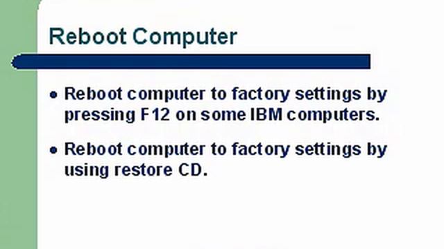 Reboot Computer - Restoring to Factory Settings смотреть онлайн