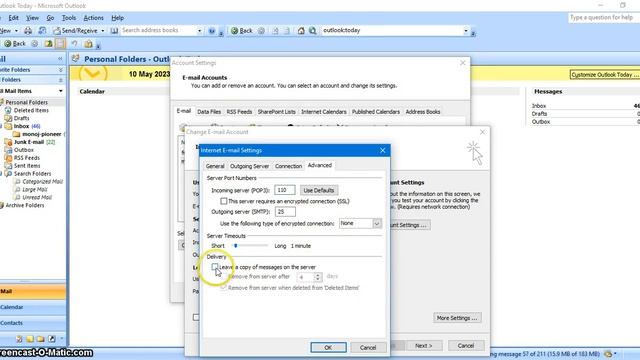 outlook setting for delete email from server after download in outlook смотреть онлайн