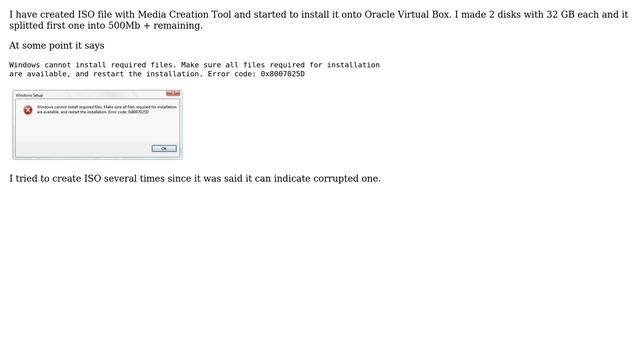 Error code 0x8007025D when installing Windows 10 on Virtual Box смотреть онлайн