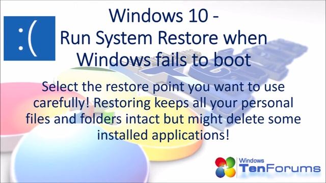 System Restore when Windows fails to boot смотреть онлайн