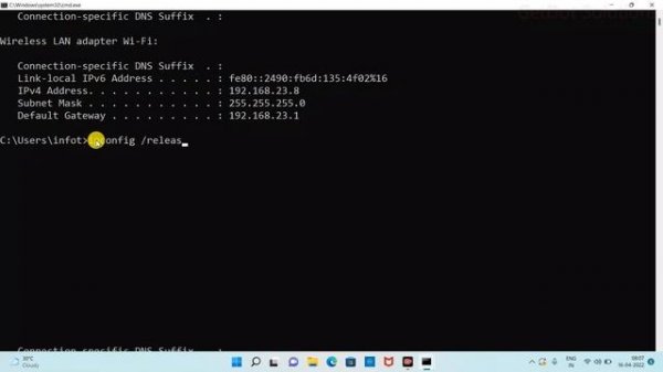 IP Address Release and renew using CMD #ipconfig #ipconfig /renew #ipconfig /release #cmd