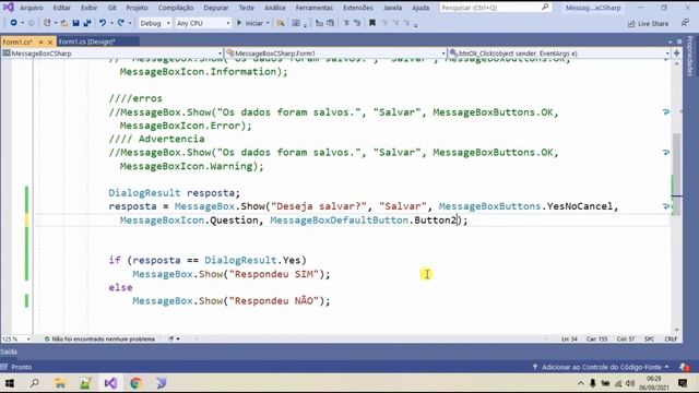 C#, Definir o botão padrão no MessageBox.Show. C SharpVisual Studio 2019 смотреть онлайн