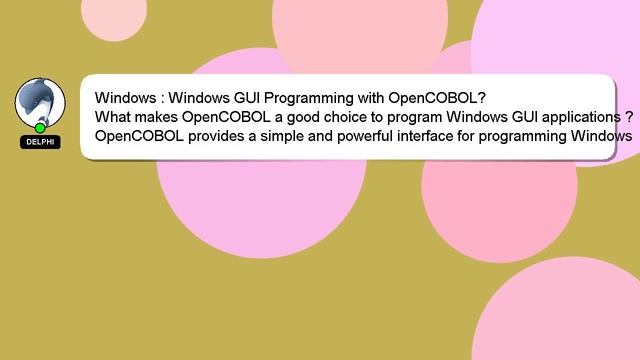 Windows : Windows GUI Programming with OpenCOBOL? смотреть онлайн