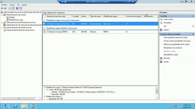 Windows Server 2012 - Crear Quotas de advertencia en File Server Resource Manager смотреть онлайн
