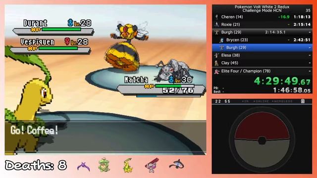 Pokemon Volt White 2 Redux - Deathless Burgh Fight with 5 Pokemon (Hardcore Nuzlocke) смотреть онлайн
