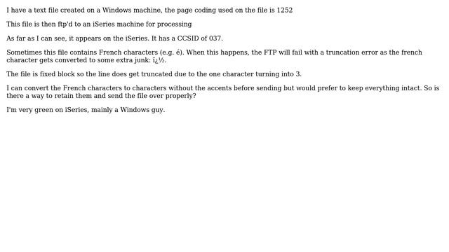 FTP ASCII file from Windows to Mainframe (iSeries) special characters смотреть онлайн